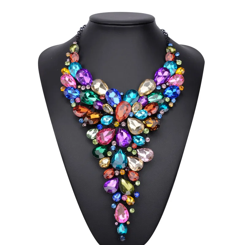 

Luxury Cubic Zircon Chunky Pendant Necklace Crystal Fashion Statement Long Necklace For Women 2018 Bling Maxi Necklace YY0842
