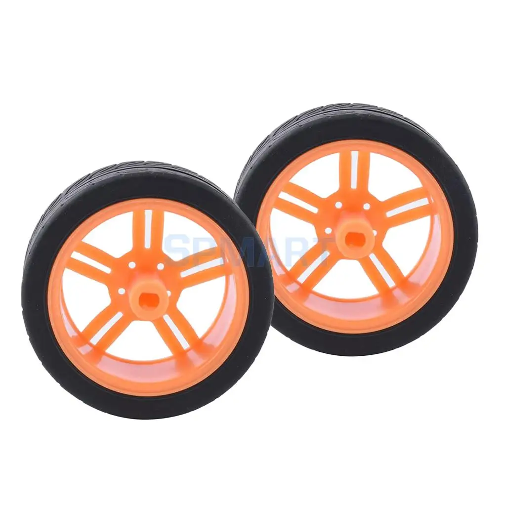 2pcs Rubber Tire TT Motor Car Wheel Smart Car Wheel for Robot Car RC Model Car Kids DIY Toy Car accessories