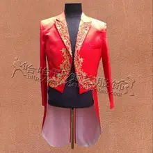 Одежда с вышивкой мужской смокинг костюмы дизайны masculino homme terno сценические певцы куртка мужской блейзер танцевальная Звезда Стиль платье панк