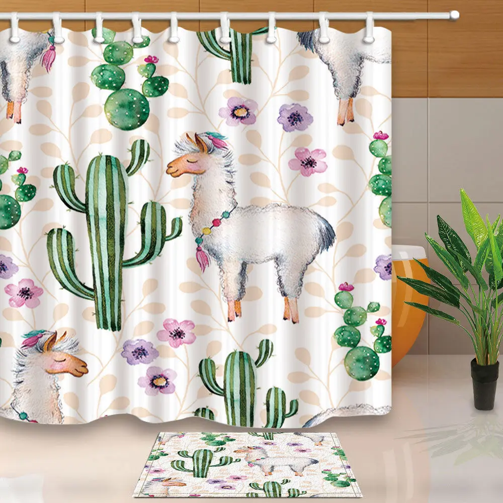cute alpaca and cactus bed bath shower curtain bedroom waterproof fabric 12 hooks in shower curtains from home garden on aliexpresscom alibaba group - Cute Shower Curtains cute alpaca and cactus bed bath shower curtain bedroom waterproof fabric 12 hooks in shower curtains from home garden on aliexpresscom alibaba group - Cute Shower Curtains