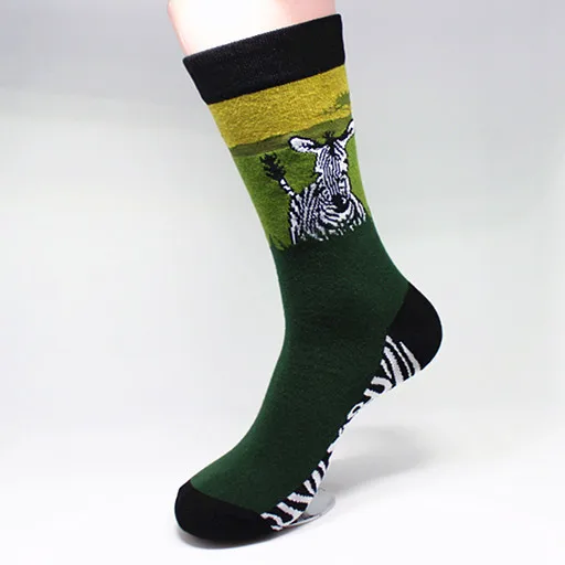 Cartoon Animal Fish Dog Zebra Shark Men Crew Socks Cotton Funny Streetwear Casual Fashion Happy Breathable Sock Winter Skarpetki