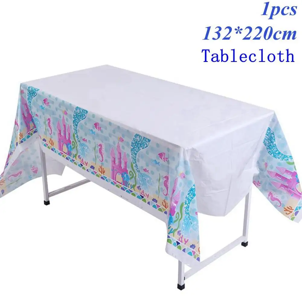 Mermaid Tablecloth Taoup маленькая Русалка день рождения поставки кружки с русалками соломинки салфетки вечерние Декор Дети Девочка одноразовые партии посуда DIY - Цвет: Mermaid Tablecloth