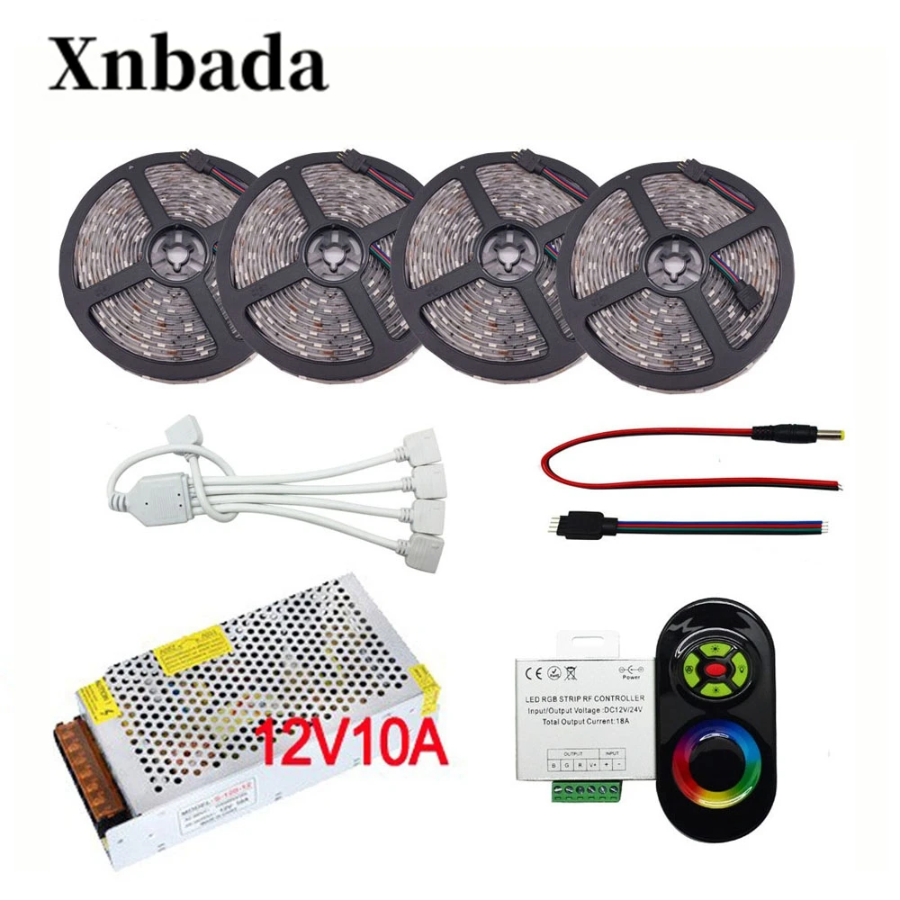 DC12V Светодиодная гибкая лампа 5050 SMD RGB лента набор 5 м-20 м 30 светодиодов/м + адаптер