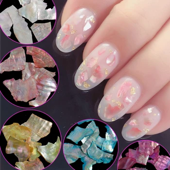 

12 pots Beautiful Texture Natural Sea Shell 3d Charm Nail Art Decoration Slice DIY Beauty Nail Decals Manicure Tools