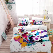 Teens Football Bedding Set Watercolor Hand Print Duvet Cover Set Playing Football Posture Bedding King Queen Pillowcase 3Pcs D30
