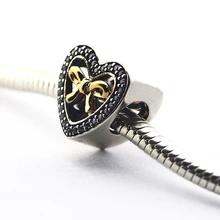 Подходит Пандора шармы браслеты стерлингового серебра 925 ювелирные изделия связанные любовью с 14 K позолоченные