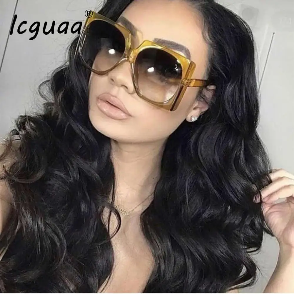 Винтажные Квадратные Солнцезащитные очки негабаритная большая оправа винтажные женские брендовые дизайнерские Роскошные модные популярные солнечные очки UV400