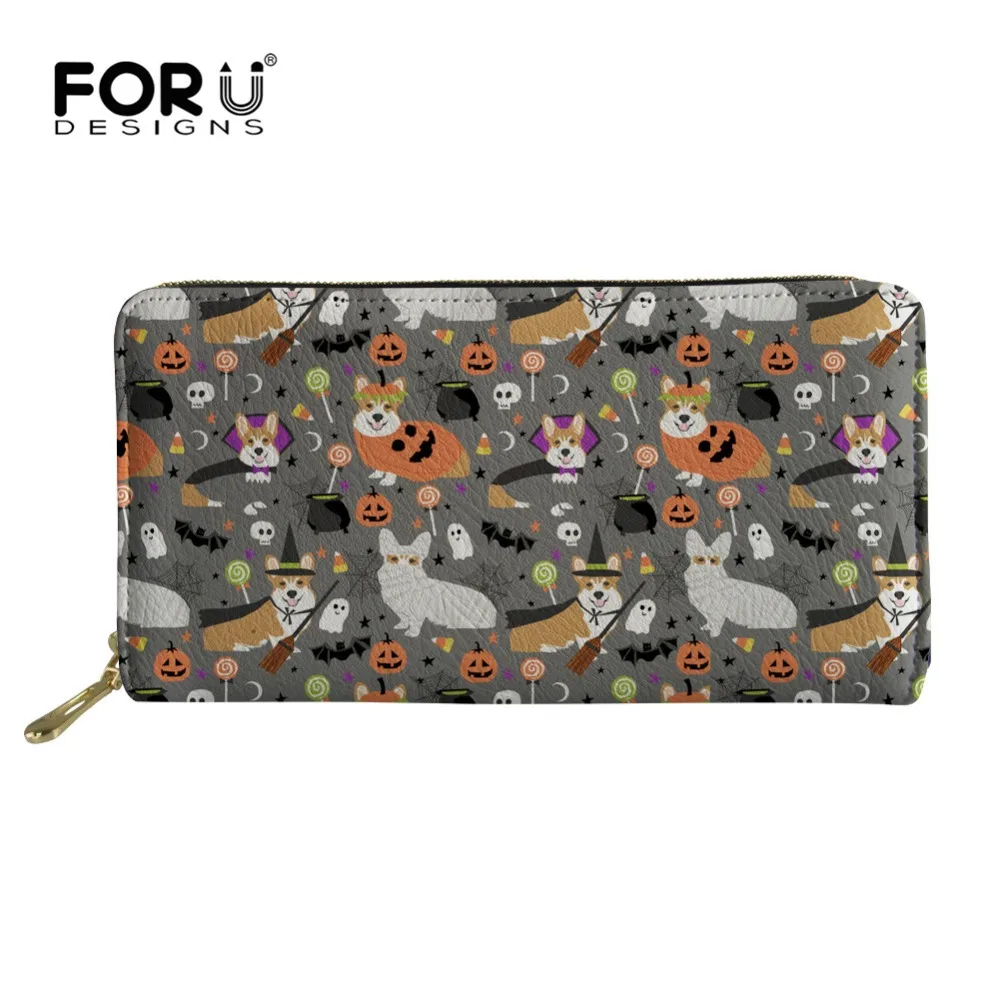 

FORUDESIGNS 2018 New Long Women Wallet Dogs Halloween Fashion Purse Female Clutch Card Holder Phone Pouch Portefeuille Femme