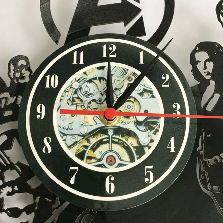 Настенные часы Horloge Мураль Парикмахерская настенные часы современный барбершоп украшение Виниловая пластинка Висячие парикмахерские часы для салона