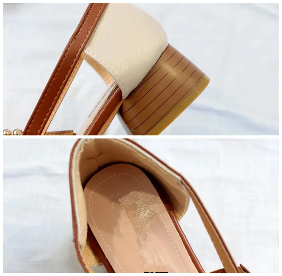 D-110 spring coarse sandals high-heeled shallow mouth square head pumps shoes women female sexy high heels zapatos de mujer