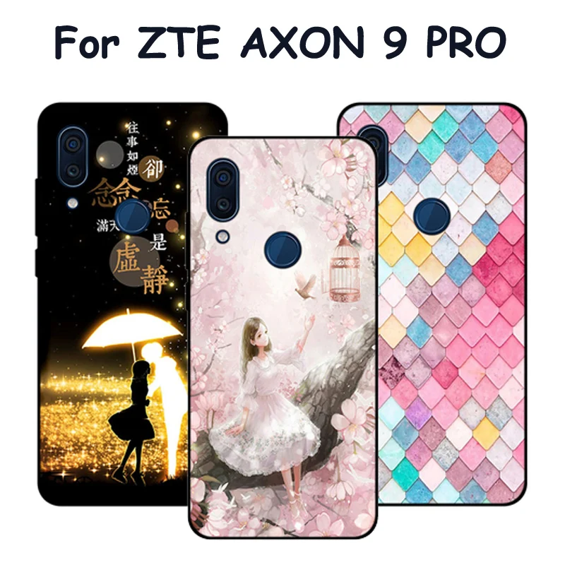 

6.21" Cases For ZTE AXON 9 PRO A2019 Pro Phone Cover Silicone Colorful Printing Back Case AXON9 PRO Cover AXON 9PRO shell coque