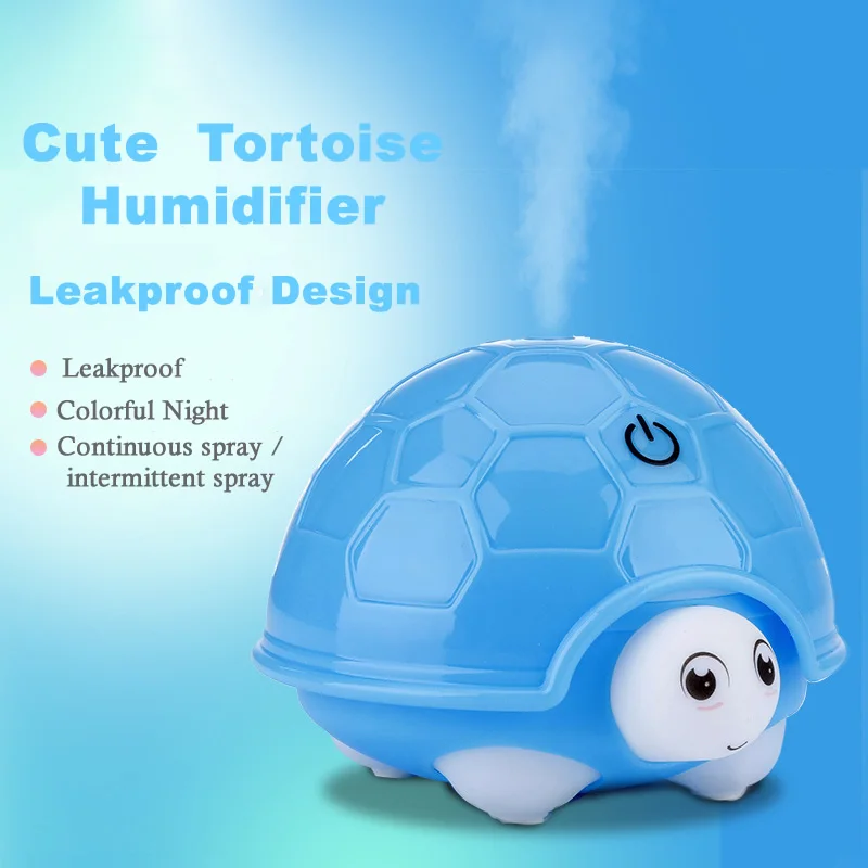 

160ML Lovely Cartoon Tortoise Humidifier Mini Portable Usb Air Humidifier LED Light Diffuser Mist Maker Fogger 3 Colors