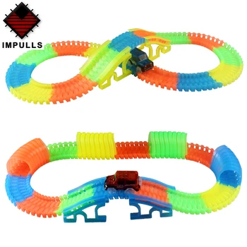 

Glowing Track cars intersection / bridge /Tunnel factory racing track assembly free combination of children's toy FSWOB