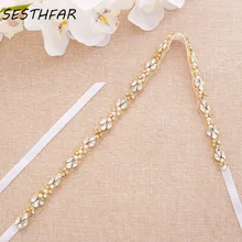 Стразы пояс невесты золото Лента Свадебная со стразами Алмазный Свадебный Пояс для женское вечернее платье J132G