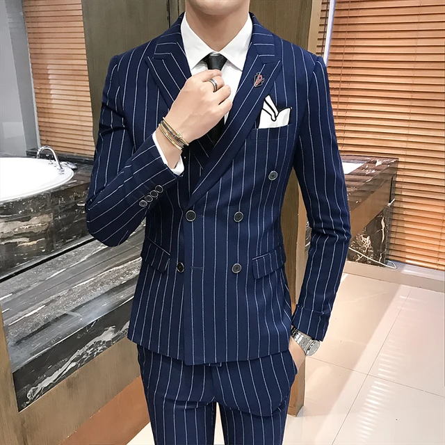 Double breasted suit striped Clearance