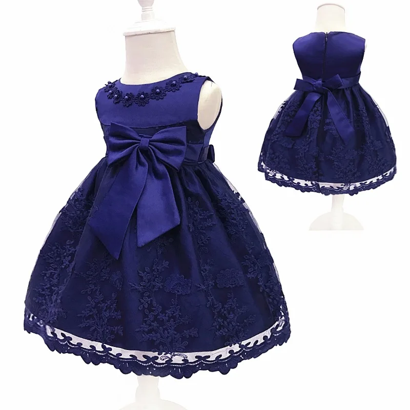 

Baby Girls Dress Newborn baby Applique Beading Bow Lace Ball Gown Dress Kids Toddler Birthday Party Dresses For Girl Clothes