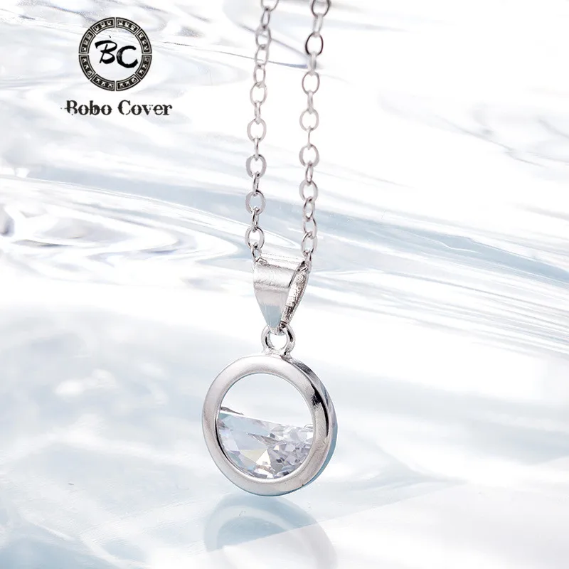 

Designer Fashion Silver Round Dazzling Zircon necklaces pendants Simple style statement dew long necklace women Jewelry Bijoux