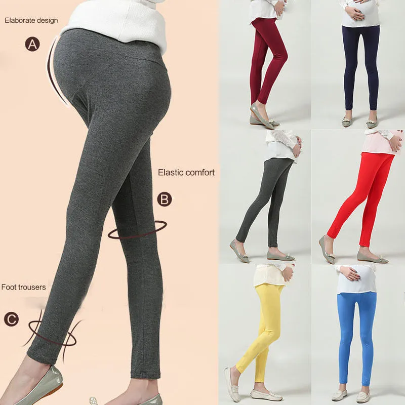 Soft Adjustable Pregnant Women Leggings Abdominal Maternity font b Slim b font Pants Belly Leggings Trousers