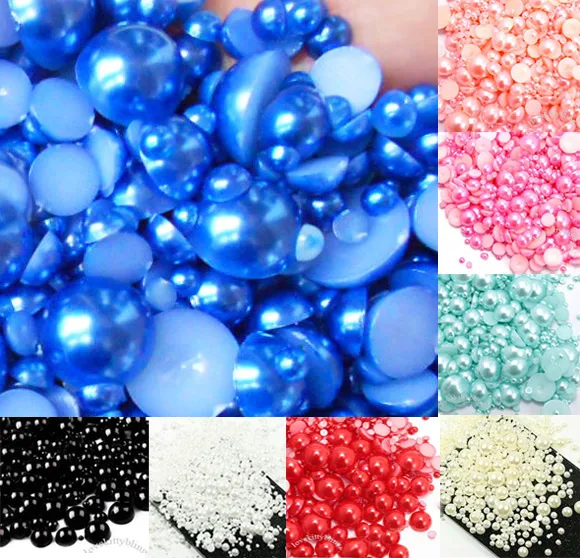 500pcs 2-10mm Mixed Color Half Round Pearl Beads FlatBack Scrapbook Craft Cabochon Kawaii DIY Embellishments Accessories