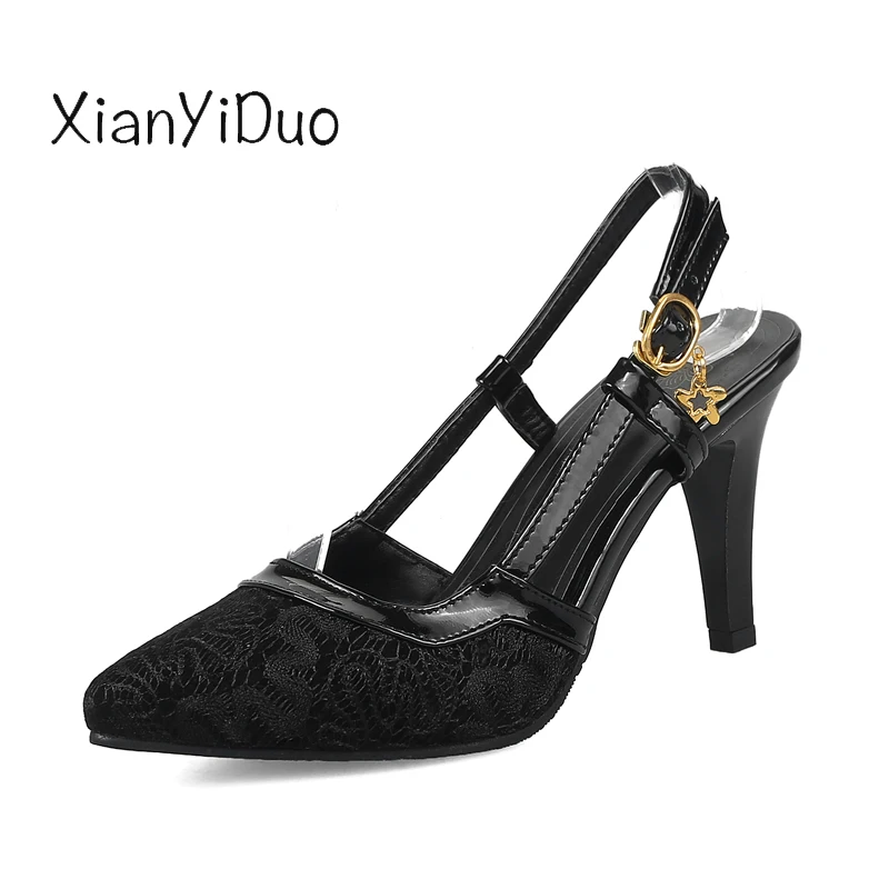 

Xianyiduo 2018 Summer Women's Shoes high heels Pointed Toe Sandals big large plus size 34-48 Dancing Wedding Sexy Party/228