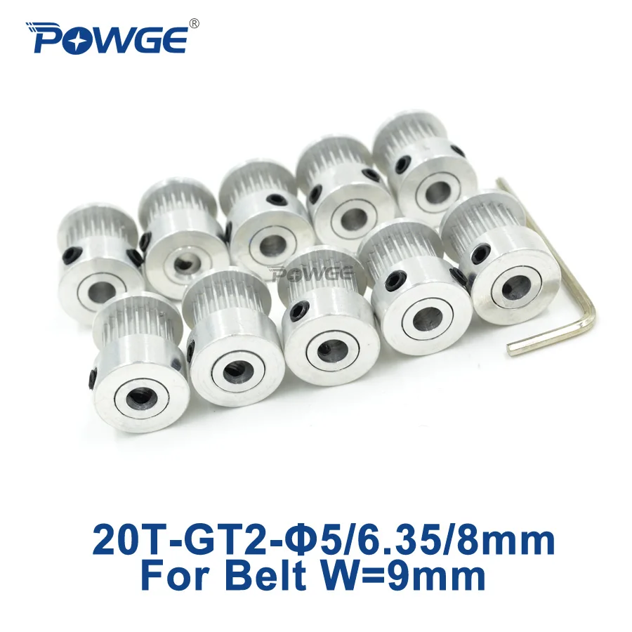 Синхронный шкив POWGE 20 зубцов 2GT отверстие 5/6/6/8 мм для ширины 9/10 2 м GT2 маленький люфт