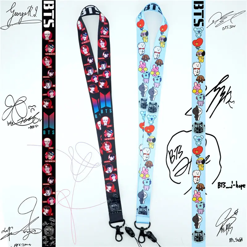 

KPOP Boys Neck Strap Lanyard Charms Lariat Cell Phone Strap ID Badge Holder Rope keychains Cosplay Accessories