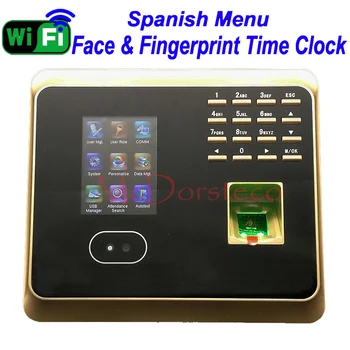 

Spanish Menu WiFi Face Time Attendance Empolyee Time Record System Tcp/ip Face & Fingerprint Time Clock UF100plus