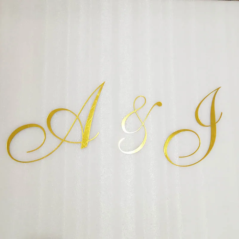 Personalized Mirror Gold Initial Name Sign Wedding Wall Decoration Capital Letter Door Sign Engagement Party Room Decor