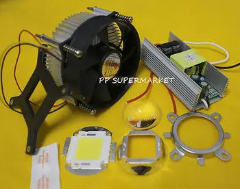 

100Watt High Power White LED chip + 100W Heatsink Cooler +100W LED Driver +100W 44mm led lens kit