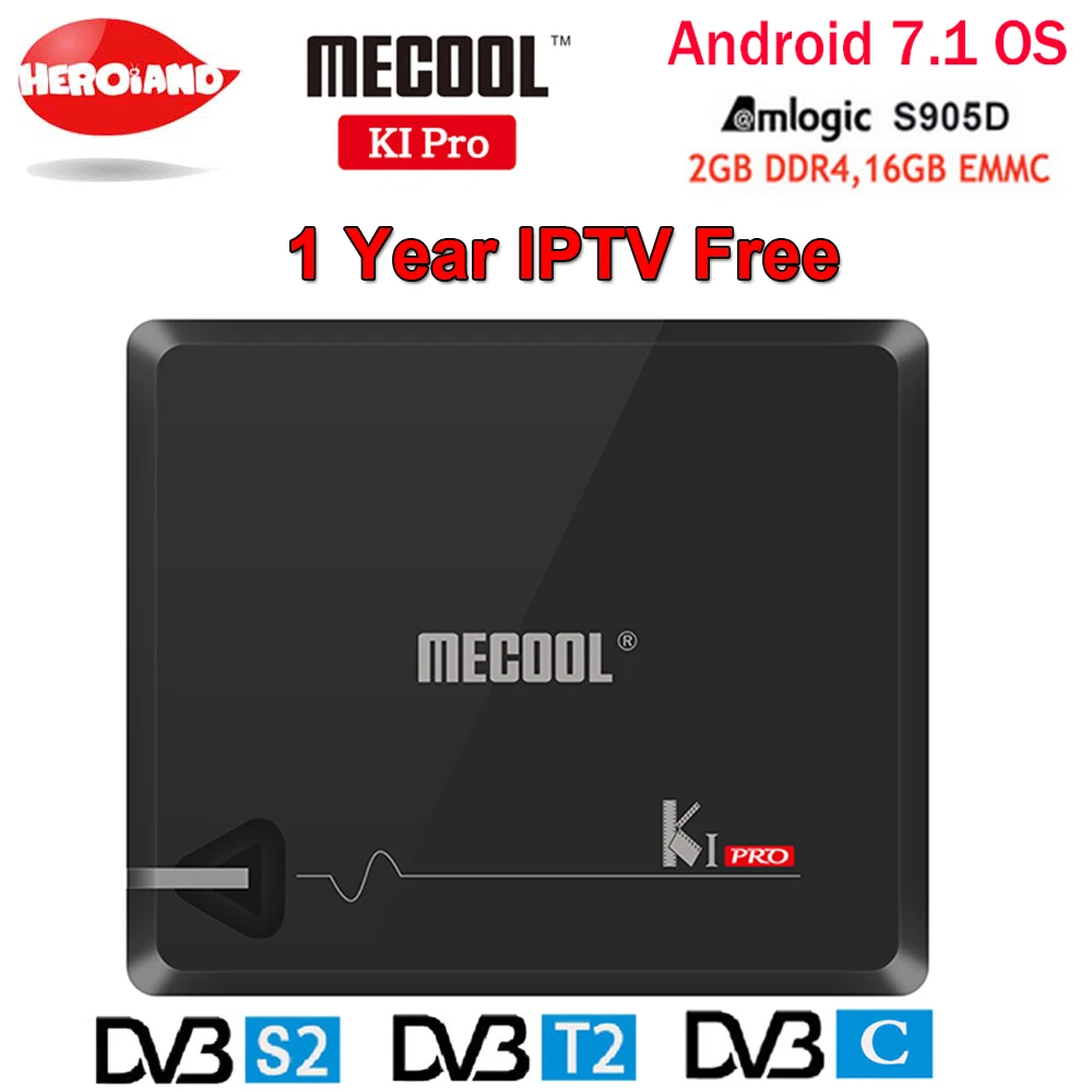 

MECOOL KI PRO DVB Android 7.1 smart TV Box DVB-T2/DVB-S2/DVB-C Amlogic S905D Quad 2GB+16GB Set Top Box K1 PRO PK KII PRO boxes