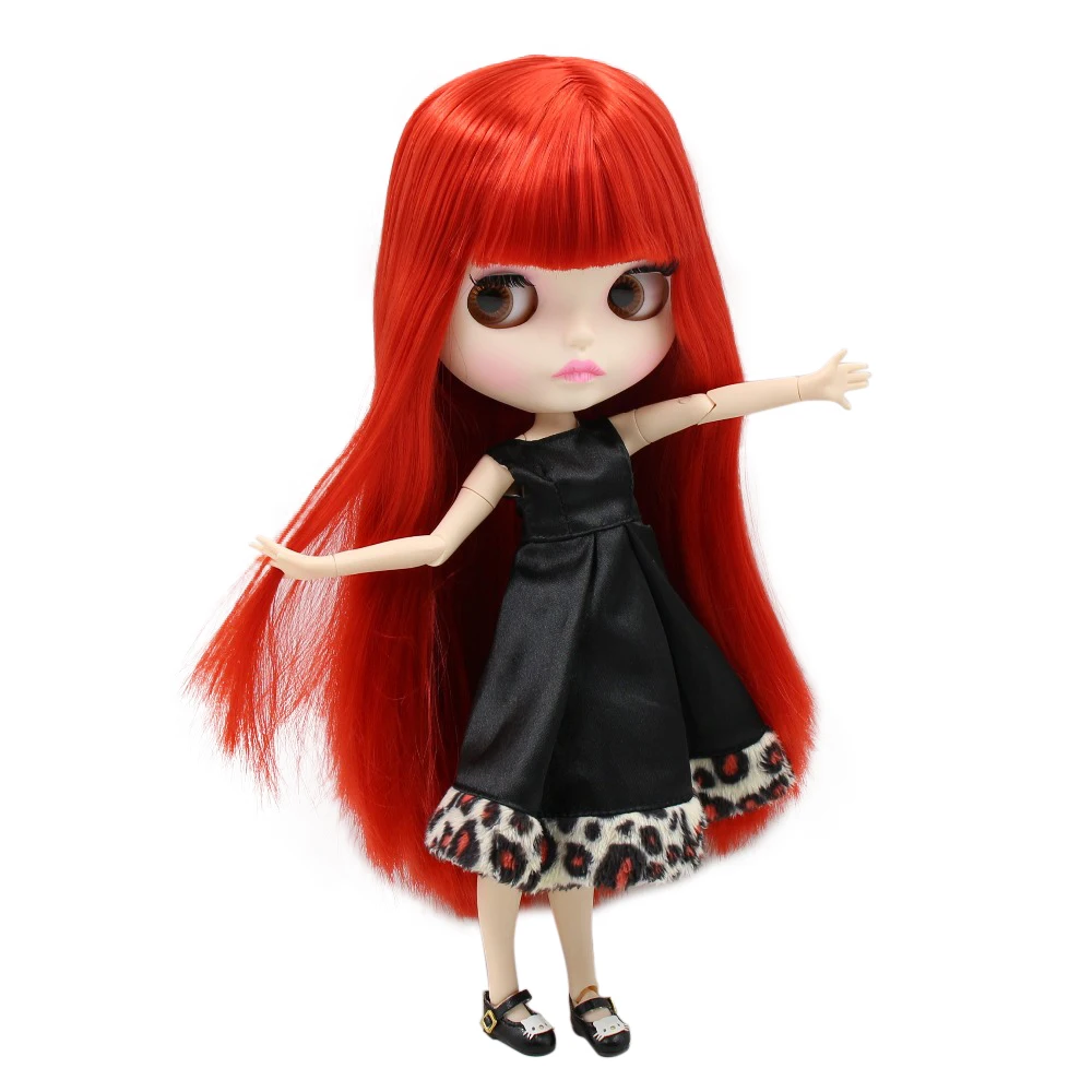 

factory blyth doll BL0115 straight red hair matte face new faceplate lips carves white skin joint body 30cm 1/6