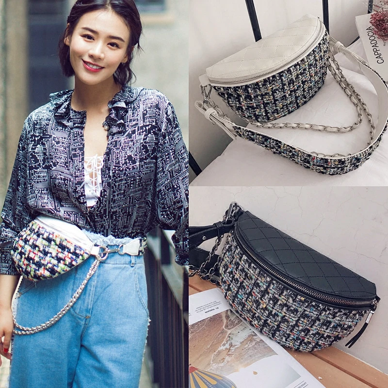 Luxury designer bags Color Fiber Knit Women Waist Packs Fashion Design Shoulder Bag Simple ...