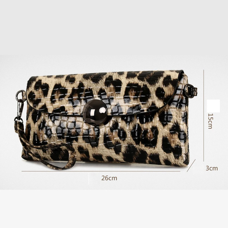 Леопардовая кожаная женская вечерняя сумка, Модный женский кошелек, Свадебная вечерняя сумка на плечо, мягкий женский клатч, сумочка для банкета - Цвет: leopard