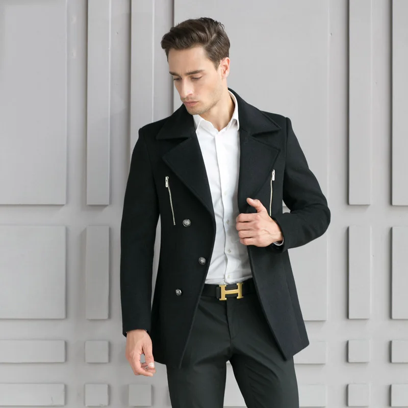 2018 новый мужской шерстяной Тренч мужской с отложным воротником однобортное шерстяное пальто мужская верхняя одежда