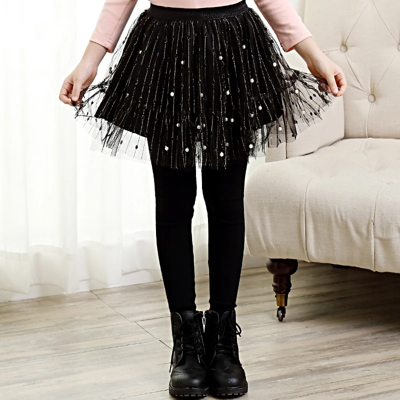 3 13Y 2018 spring autumn girls leggings Skirt Black Lace kids skirts