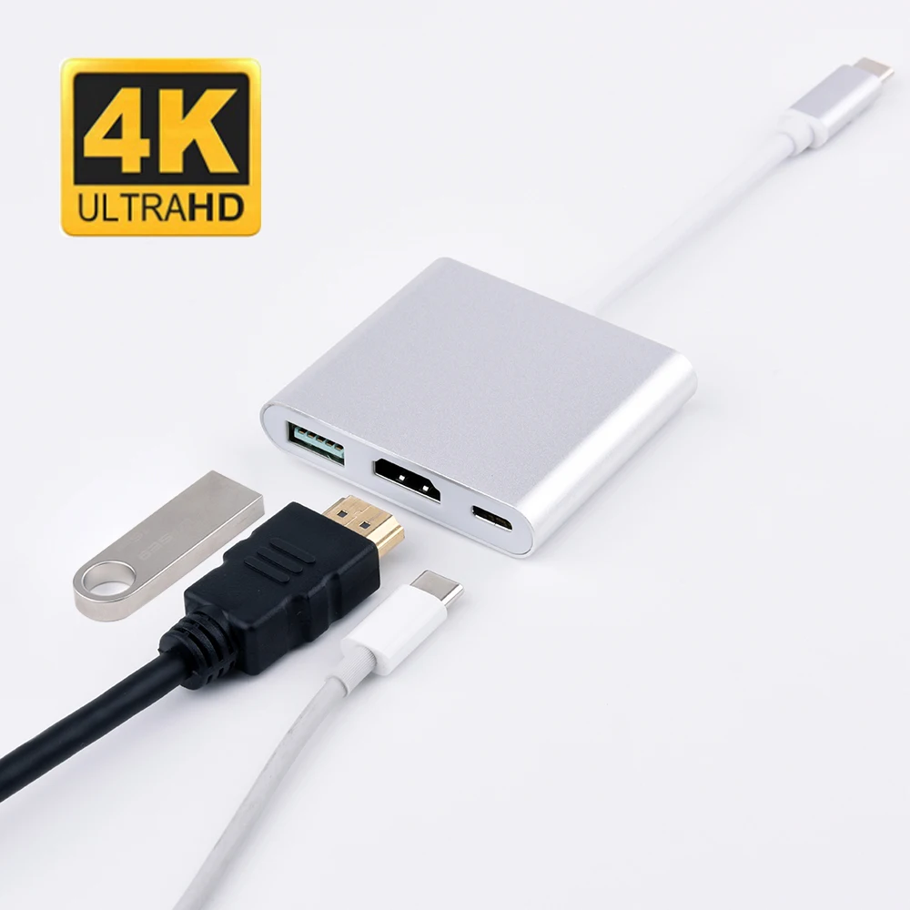 

Adapter cable type c hdmi converter Type-C to hdmi adapter three-in-one C HUB expander adaptador usb for C laptop phone tablet