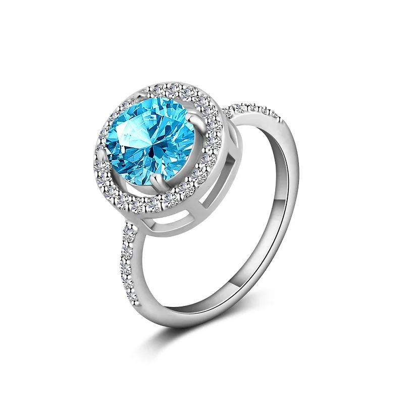 Genuine 7mm Gem Wedding Engagement Ring 1.6ct Sky Blue Topaz Solid 925