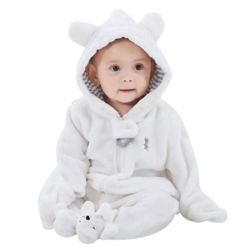 

Baby Autumn Winter Pack Foot Rompers baby coral fleece Hoodies Jumpsuit girls boys romper newborn toddle soft clothing