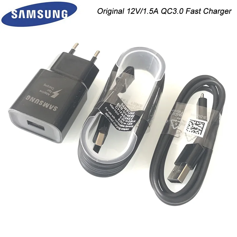 Оригинал 12 V/1.5A samsung QC3.0 быстро Зарядное устройство адаптер Micro USB кабель для Galaxy S6 S7