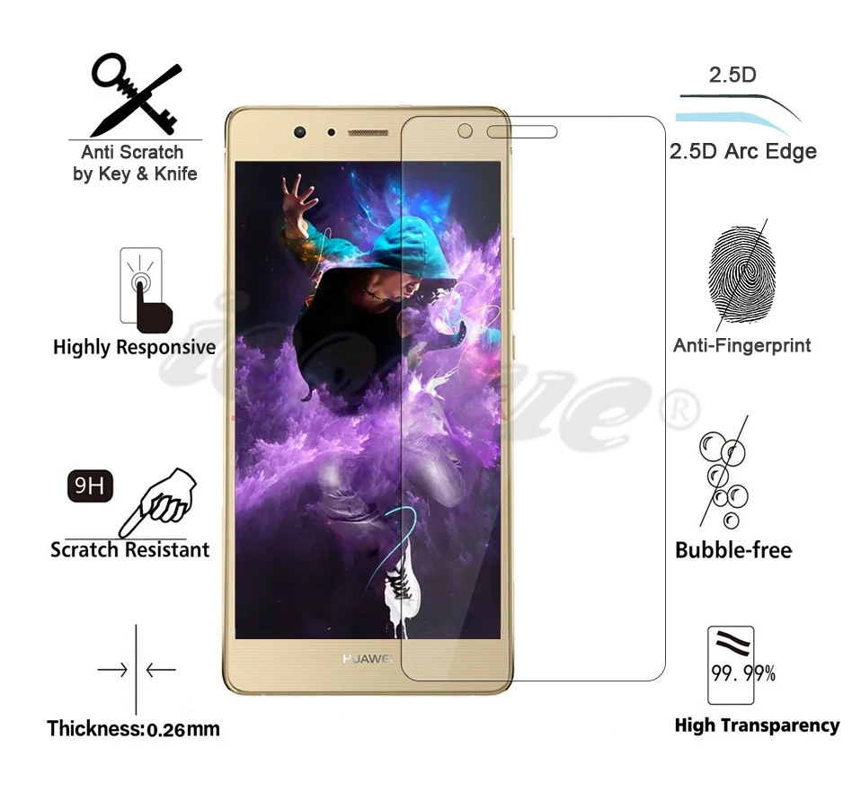 Icoque for Screen Protector Huawei P9 Lite Glass Tempered 9H 2.5D P9lite Film Cover Protection for Tempered Glass Huawei P9 Lite (3)
