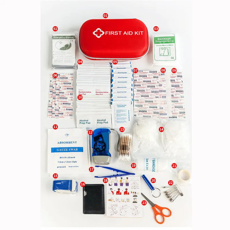 216 unids/lote primeros auxilios de emergencia de Kit de deportes al aire libre impermeable de la familia Camping viaje tratamiento médico de emergencia YJJB004