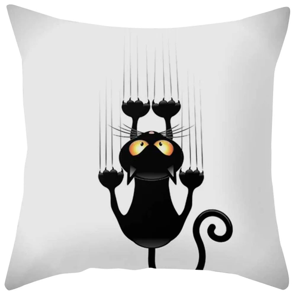 Черный кот животное узор наволочки ткани, печать Наволочки Чехол подушки украшения для дивана сиденья матраса Чехлы для домашнего декора