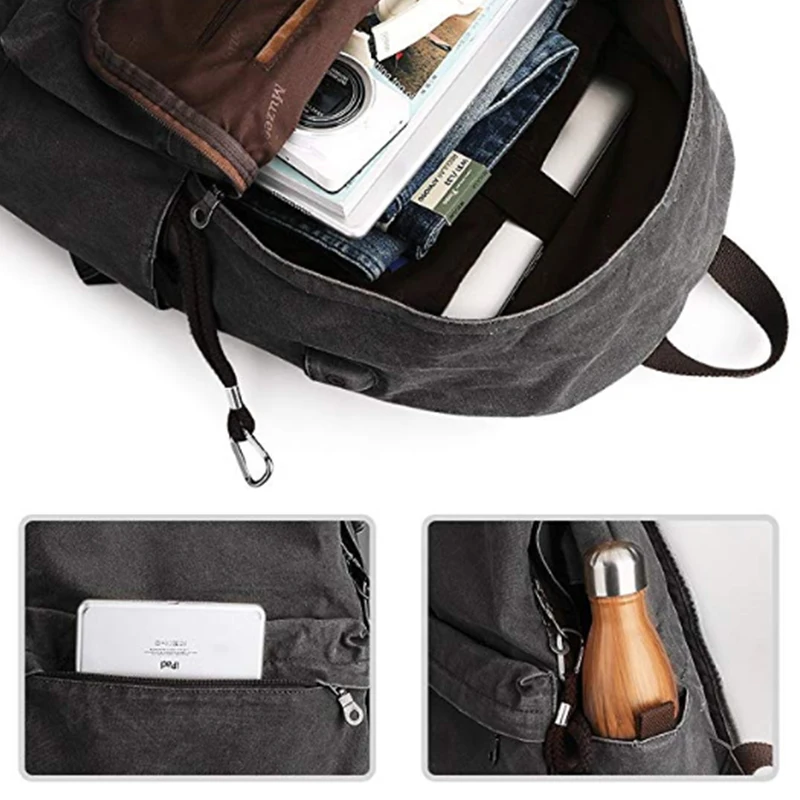  Muzee Retro Men USB Design Backpack Casual Canvas Bag Fashion Backpack Student bag Male Laptop Back - 32847103145