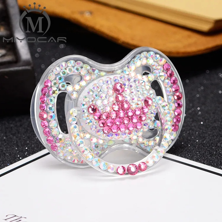 

MIYOCAR handmade bling pink rhinestone pacifier queen style colorful pacifier dummy ideal gift for new born and baby showe