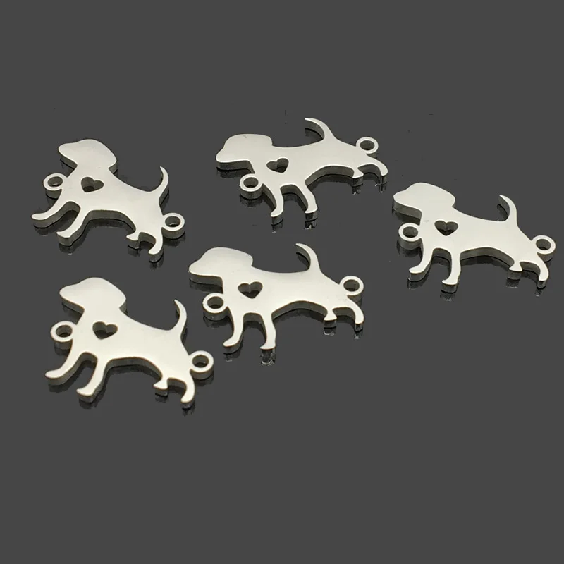 

10pcs Dog Stainless Steel Connect Pendant Two Hole Stainless Steel Charm for Wish Bracelet Necklace Making