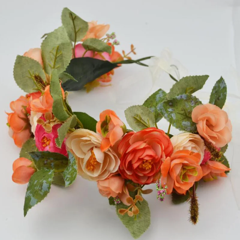 12 цветов Элегантный свадебный венок цветок повязка для волос цветочный венок-корона для фестиваля свадьба пляж - Окраска металла: 8