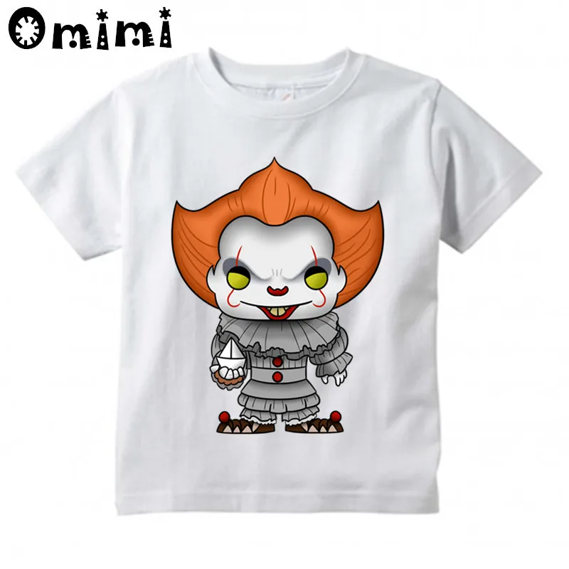 Детская дизайнерская футболка с принтом «Pennywise Movie It Losers», повседневные топы с короткими рукавами для мальчиков и девочек, детская футболка с жутким клоуном - Цвет: oHKP4378N