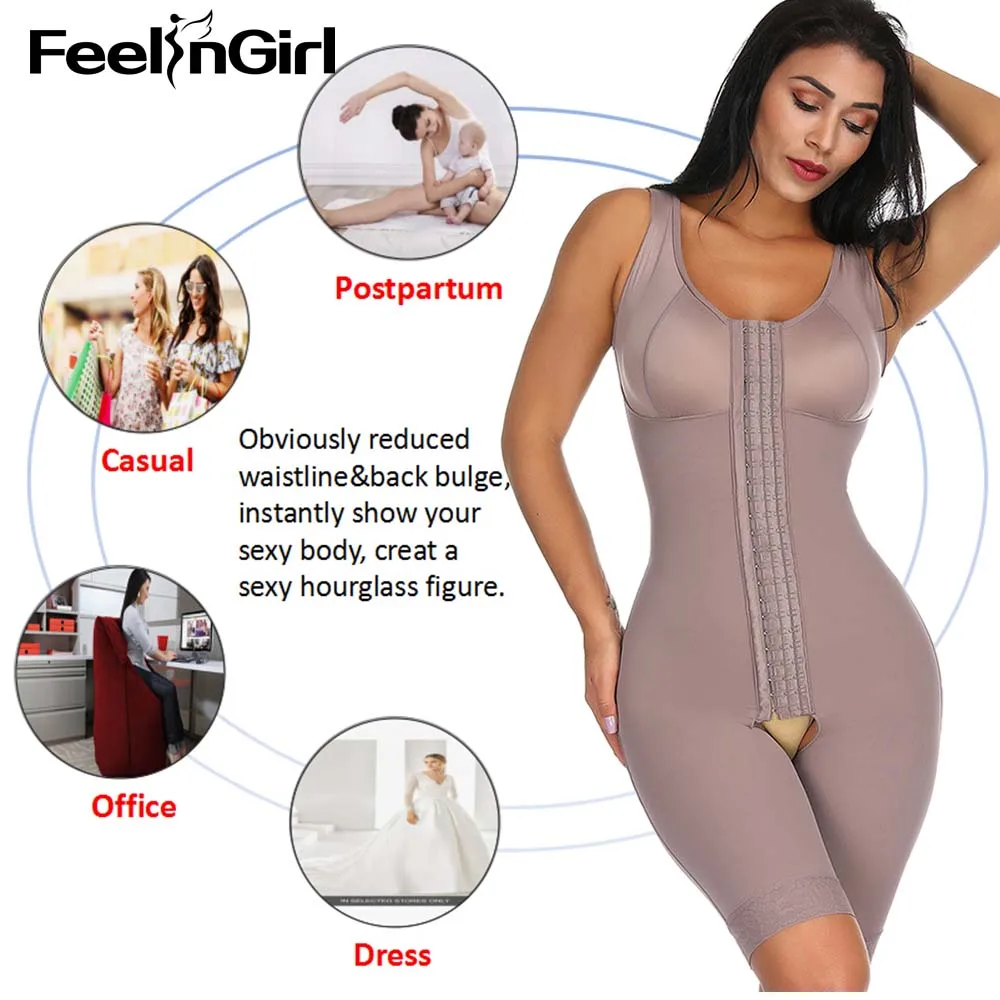 Tanie FeelinGirl Fajas wysoka kompresja odzieży Overbust po porodzie odzyskiwanie odchudzanie urządzenie do modelowania sylwetki pas wyszczuplający talię Butt Lifter Shapewear