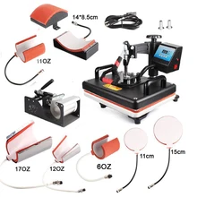 30*38CM 8 in 1 Combo Heat Press Machine Sublimation Printer 2D Thermal Transfer Cloth Cap Mug Plate T-shirt Printing Machine