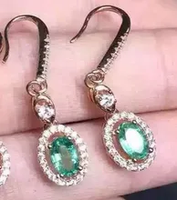 natural green emerald earrings 925 silver Natural gemstone earring women classic elegant round earrings for anniversary